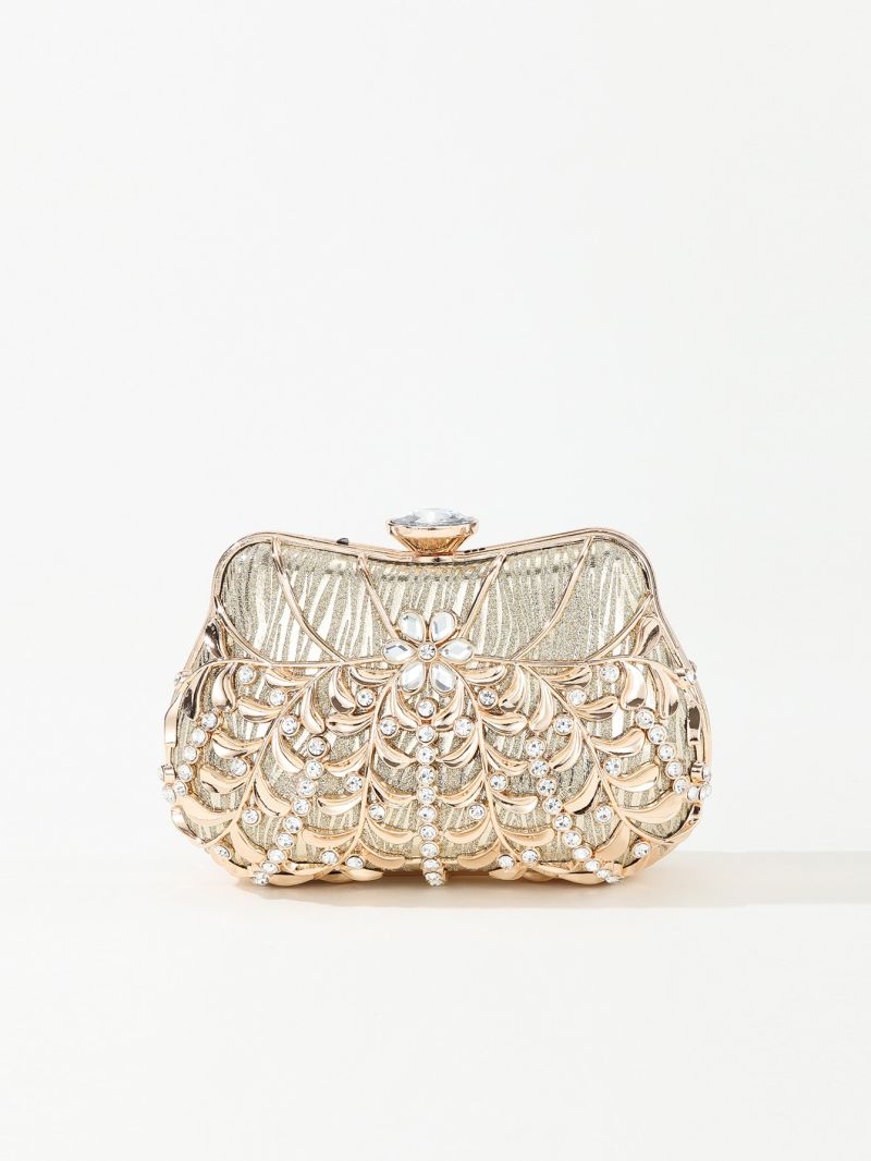 Mini Floral Pattern Rhinestone Decor Box Bag