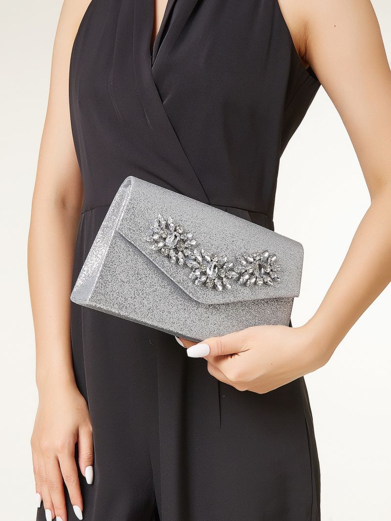 Glitter Rhinestone Decor Square Bag