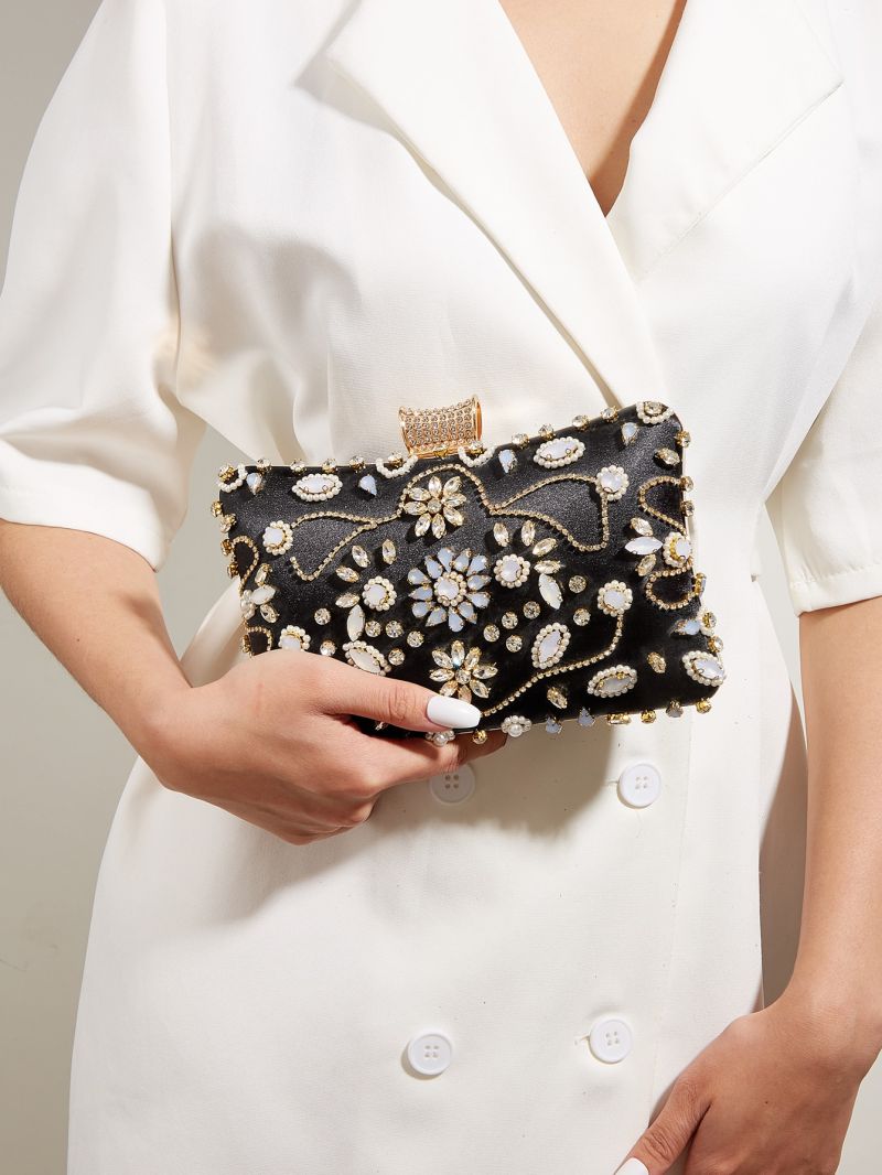 Mini Rhinestone & Flower Decor Box Bag