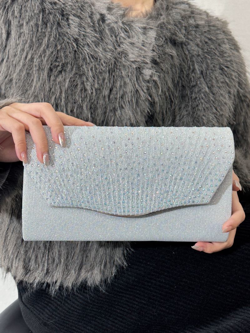 Rhinestone Decor Flap Square Bag