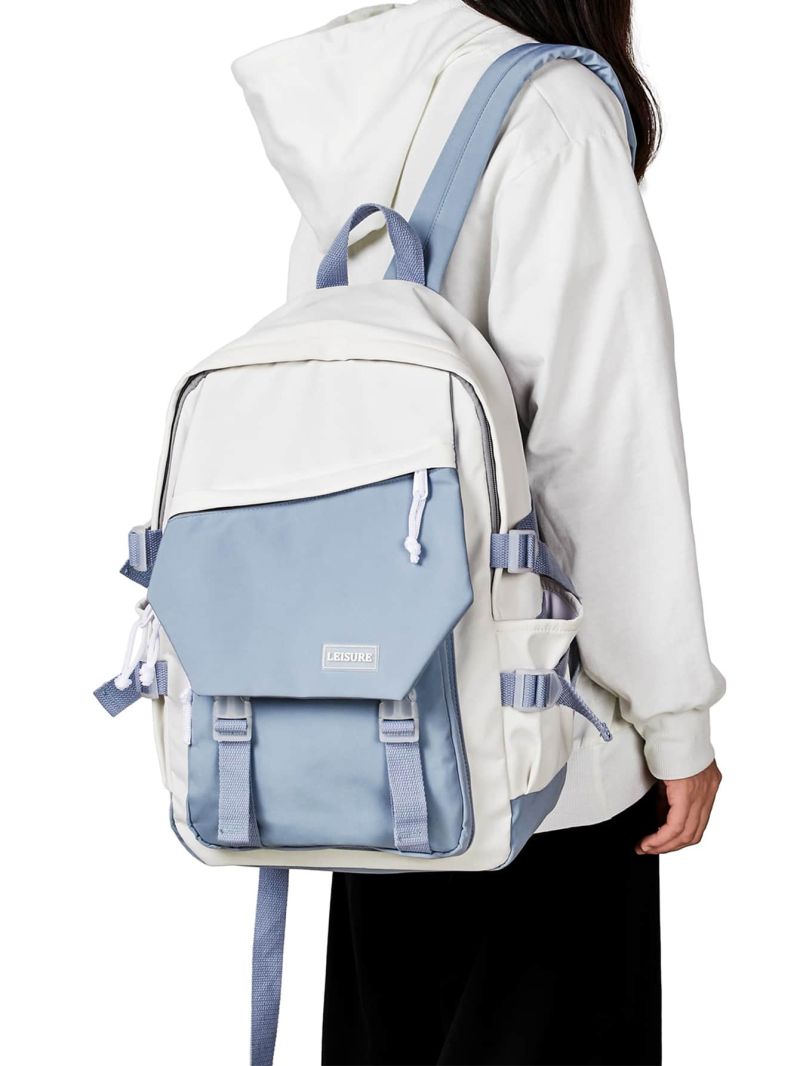 Colorblock Letter Patch Functional Backpack