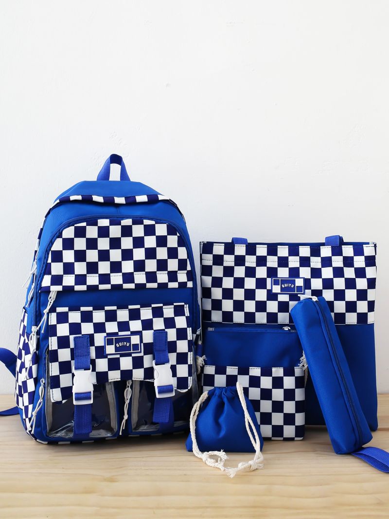 4pcs Colorblock Backpack Set