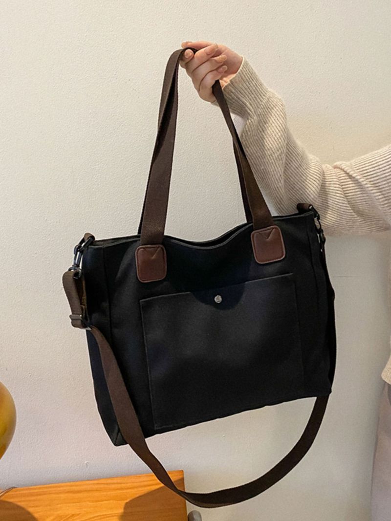 Color Block Shoulder Tote Bag