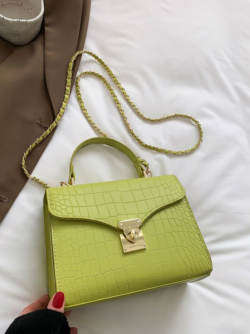 Geometric Embossed Metal Decor Flap Square Bag