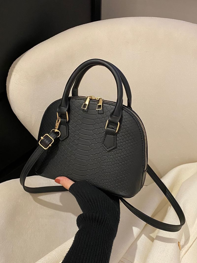 Small Dome Bag Geometric Embossed Minimalist PU