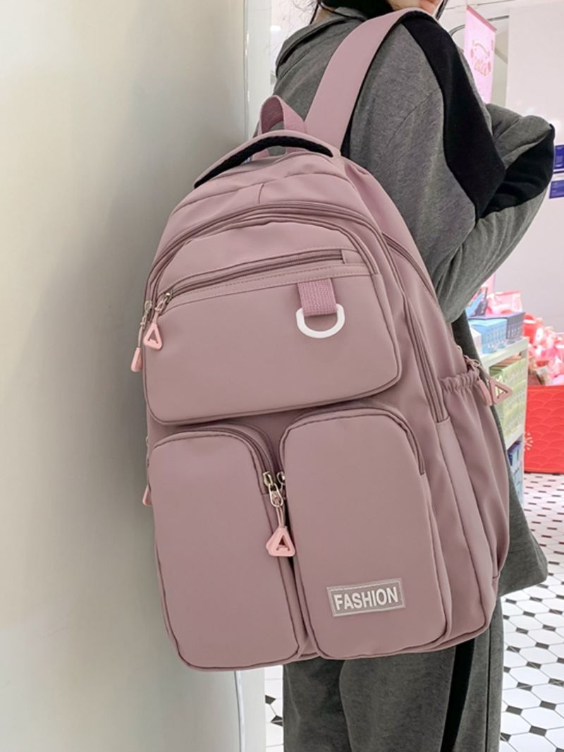 Letter Patch Decor Functional Backpack