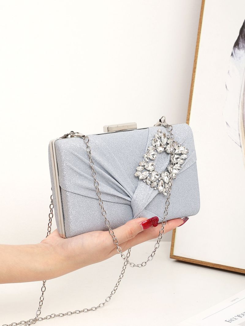 Mini Glitter Rhinestone Decor Chain Box Bag