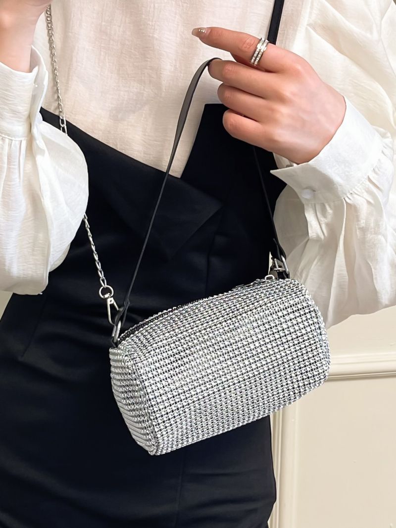Rhinestone Decor Square Bag