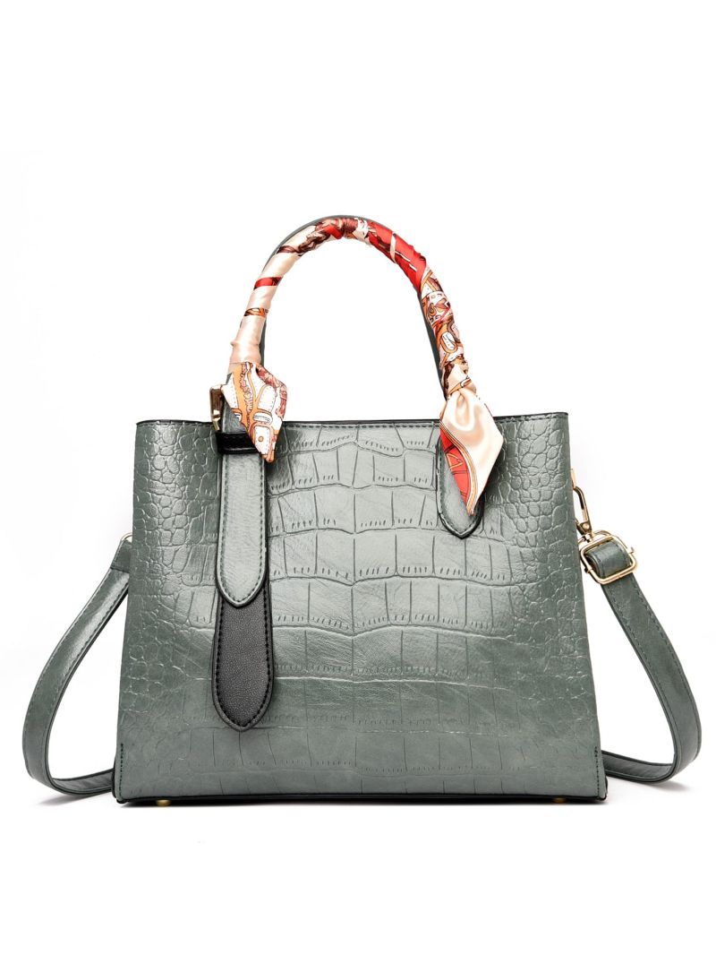 Crocodile Embossed Twilly Scarf Decor Square Bag