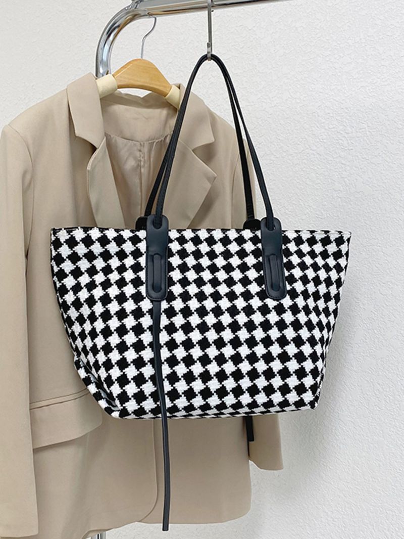 Colorblock Geometric Pattern Straw Bag