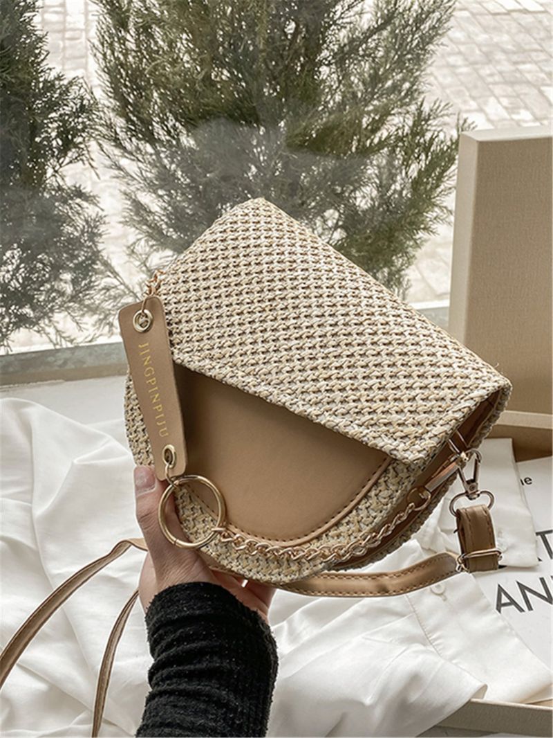 Mini Chain & Letter Patch Decor Flap Saddle Bag