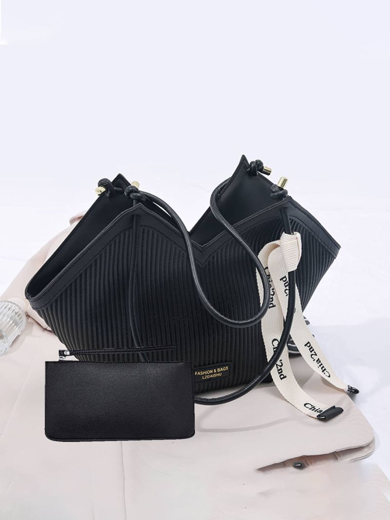 Letter Graphic Bucket Bag With Purse