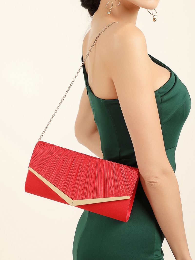 Ruched Detail Metal Decor Envelope Bag