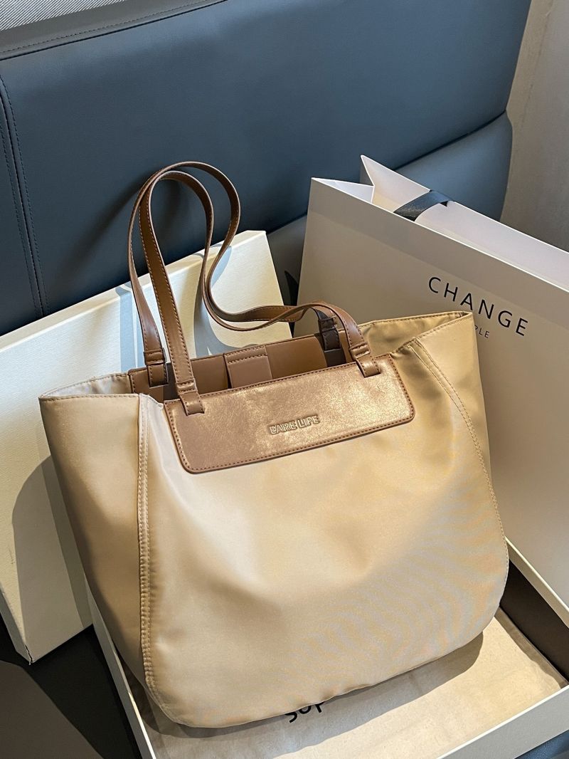 Letter Graphic Shoulder Tote Bag