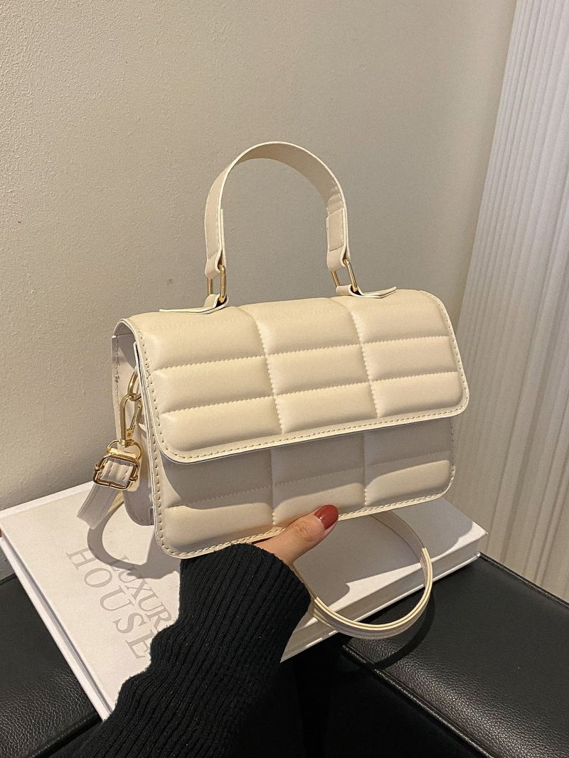 Geometric Embossed Flap Square Bag