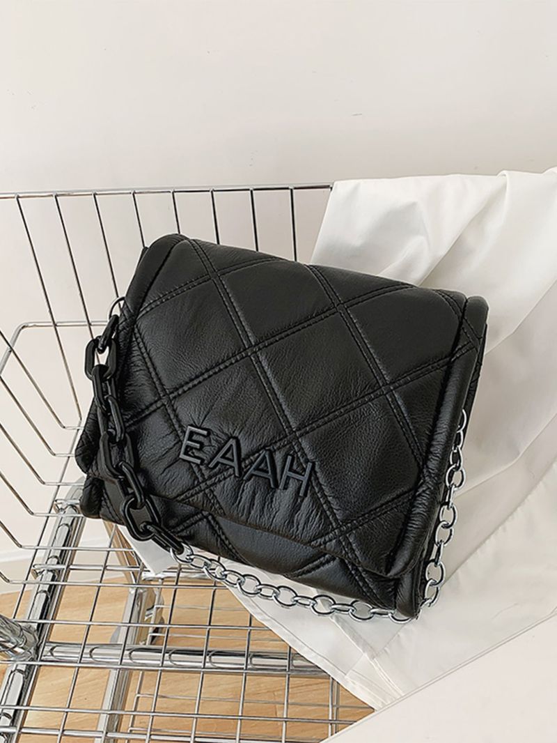 Quilted Embossed Flap Chain Square Bag