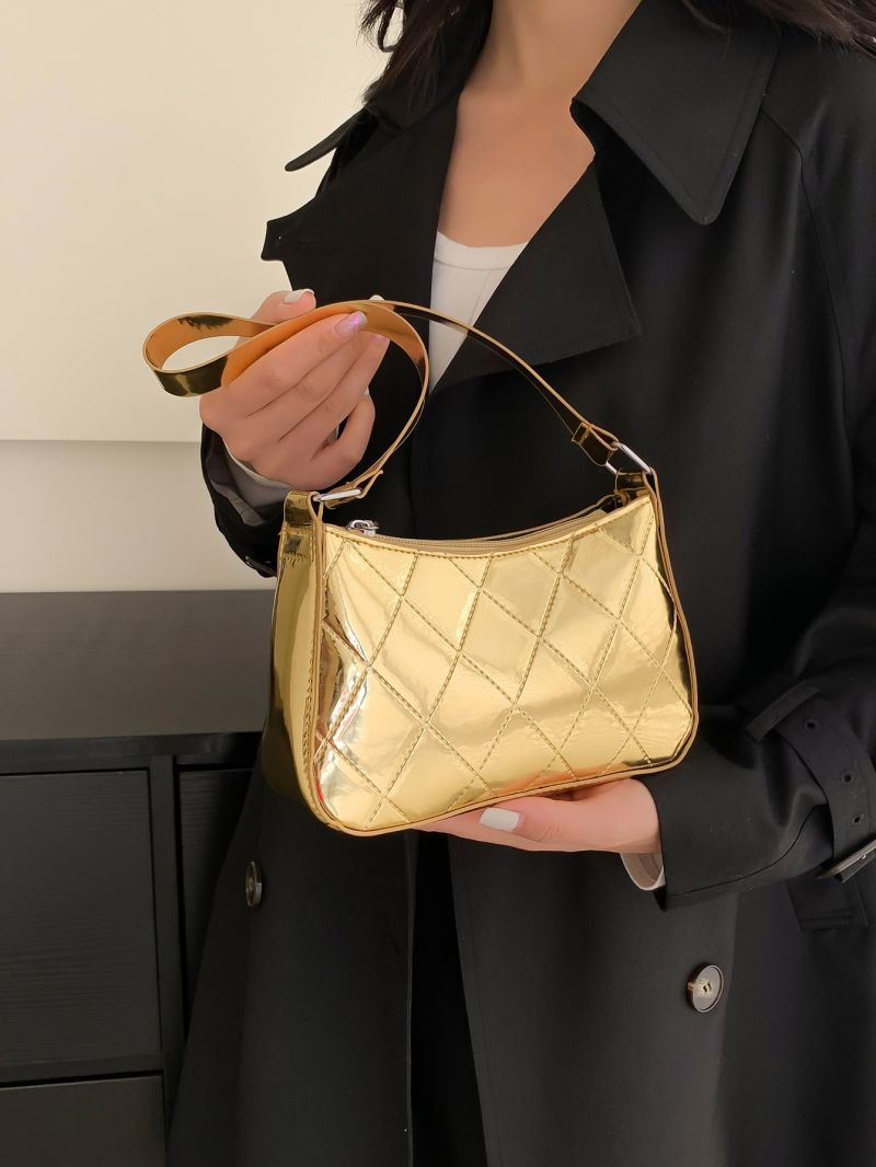 Mini Metallic Quilted Detail Hobo Bag