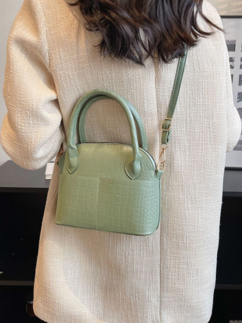 Crocodile Embossed Dome Bag Mini Green For Daily Working