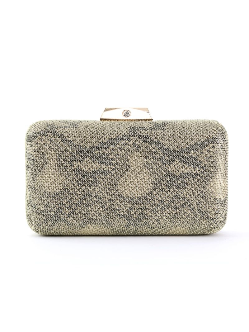 Mini Rhinestone Decor Snakeskin Pattern Chain Box Bag
