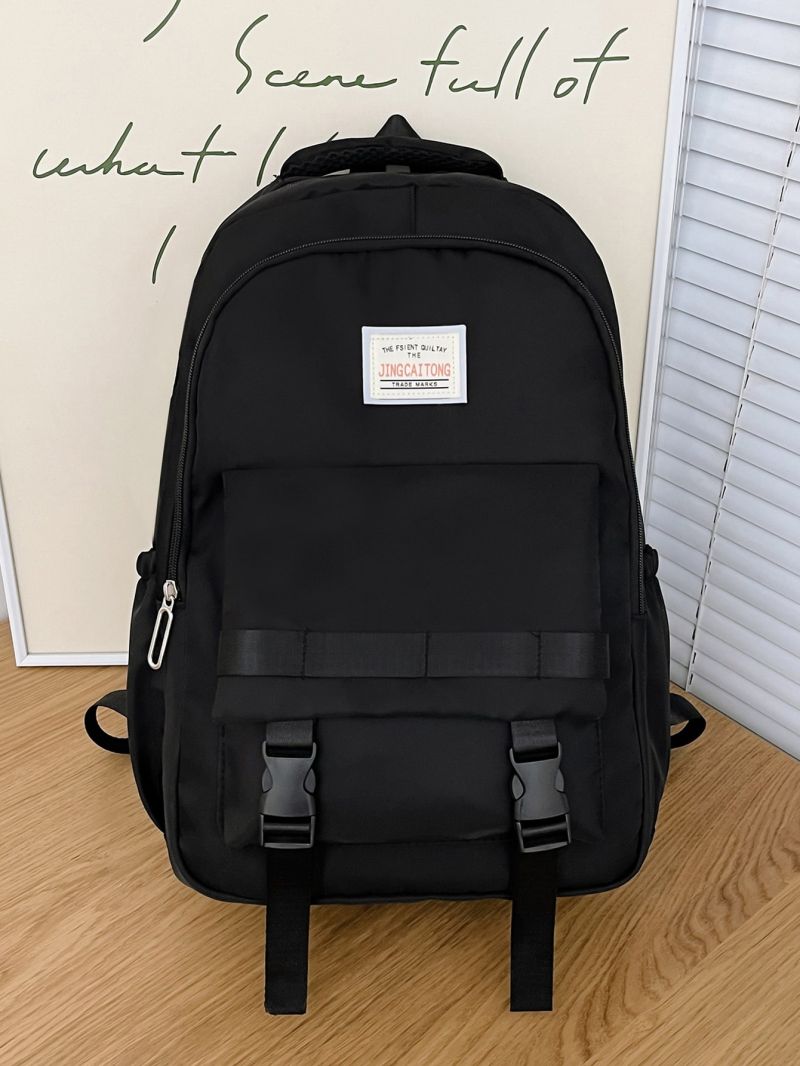 Letter Patch Decor Functional Backpack