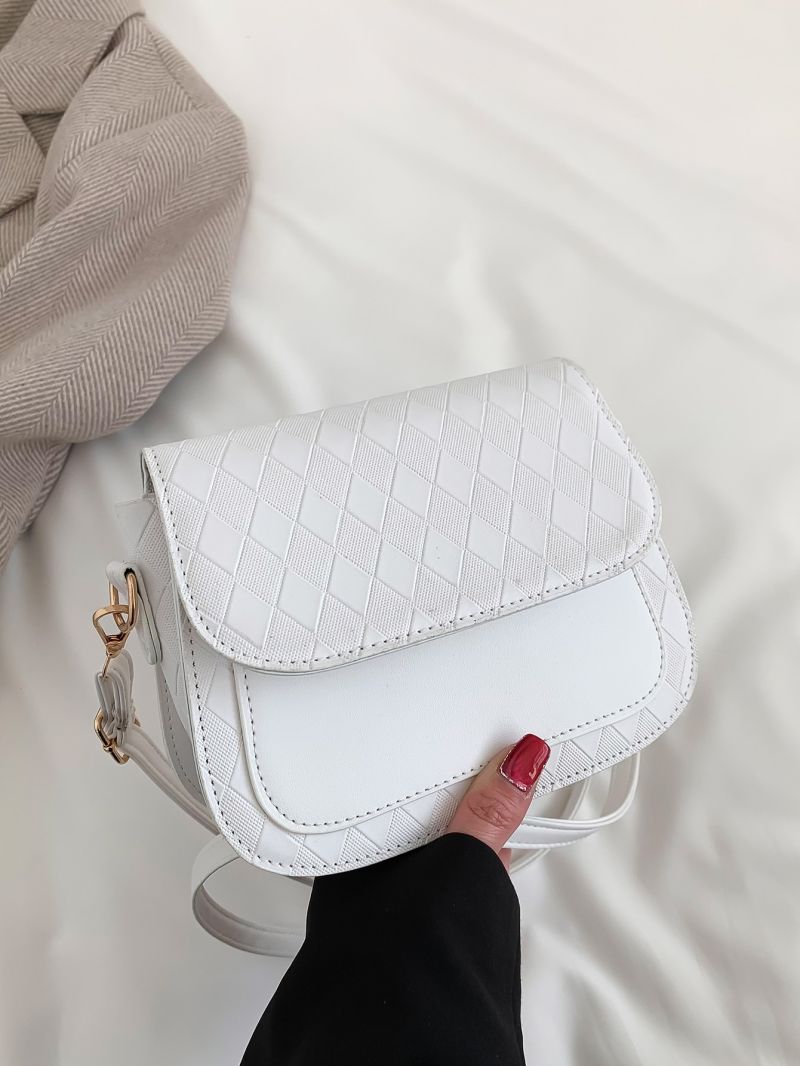Mini Geometric Embossed Flap Saddle Bag