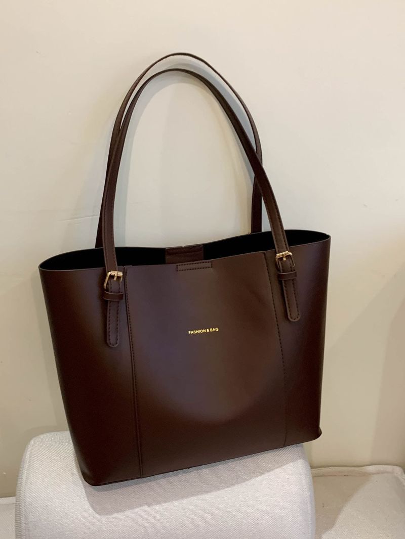 Letter Graphic Shoulder Tote Bag