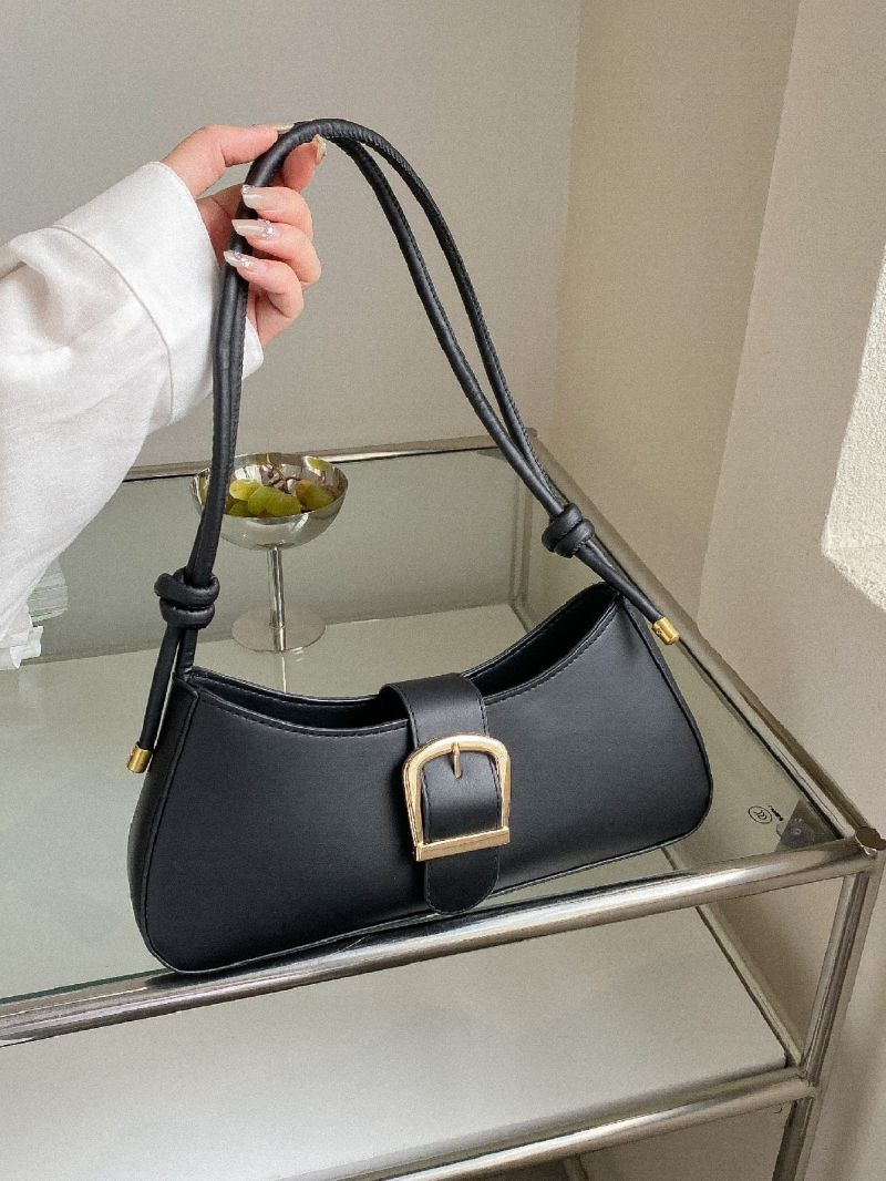 Buckle Decor Baguette Bag