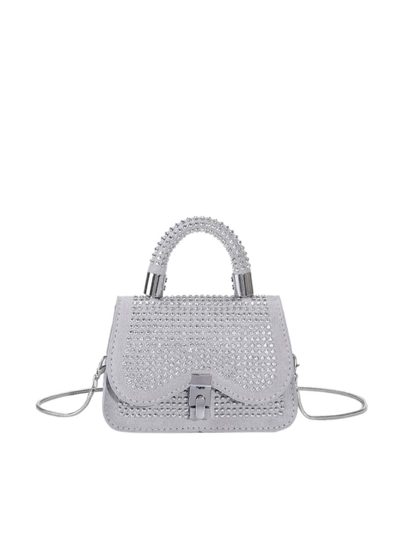 Mini Rhinestone Decor Flap Square Bag
