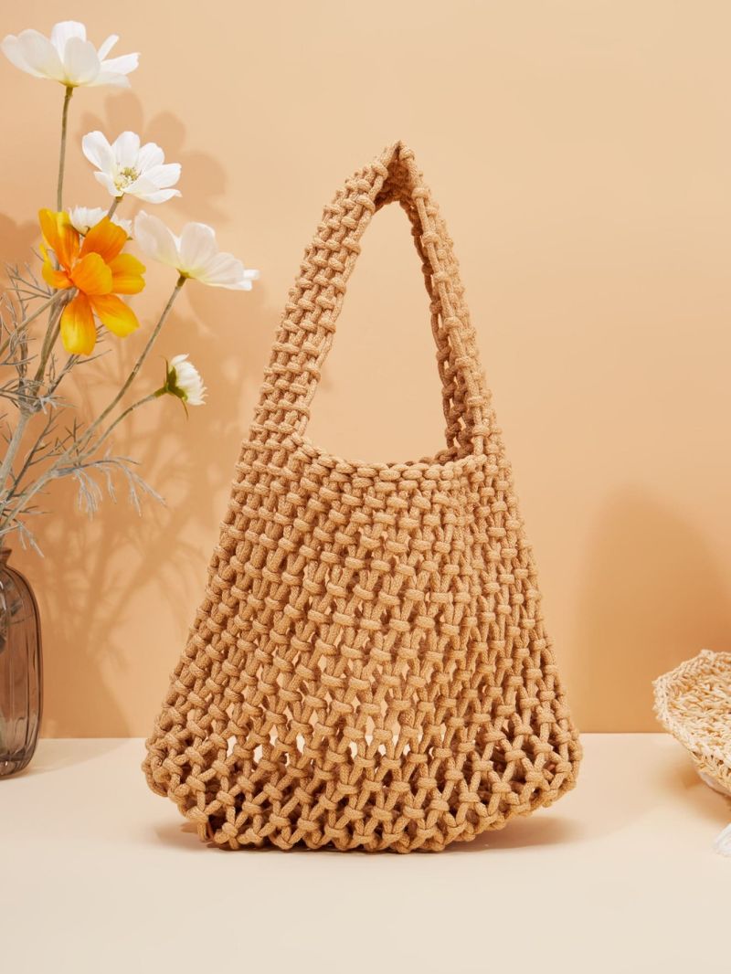 Mini Crochet Bag Hollow Out Design Minimalist Black