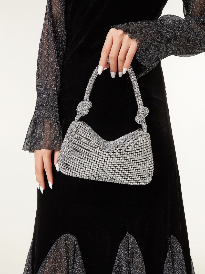 Rhinestone Decor Hobo Bag