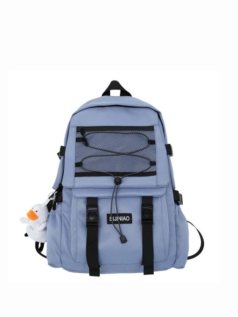 Drawstring Detail Laptop Backpack With Bag Charm