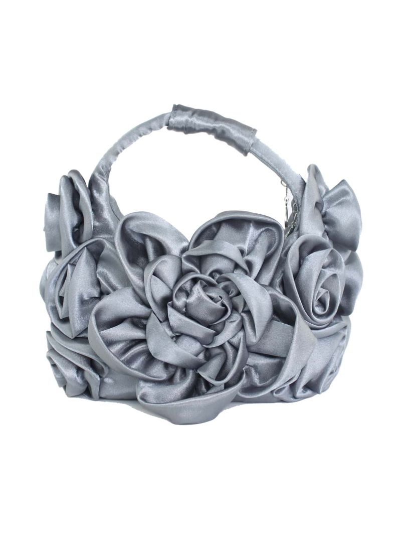 Flower Decor Top Handle Evening Bag