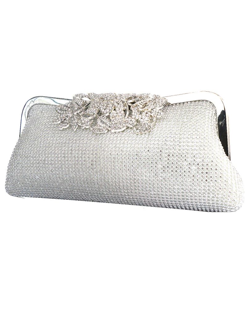 Cubic Zirconia & Flower Decor Evening Bag
