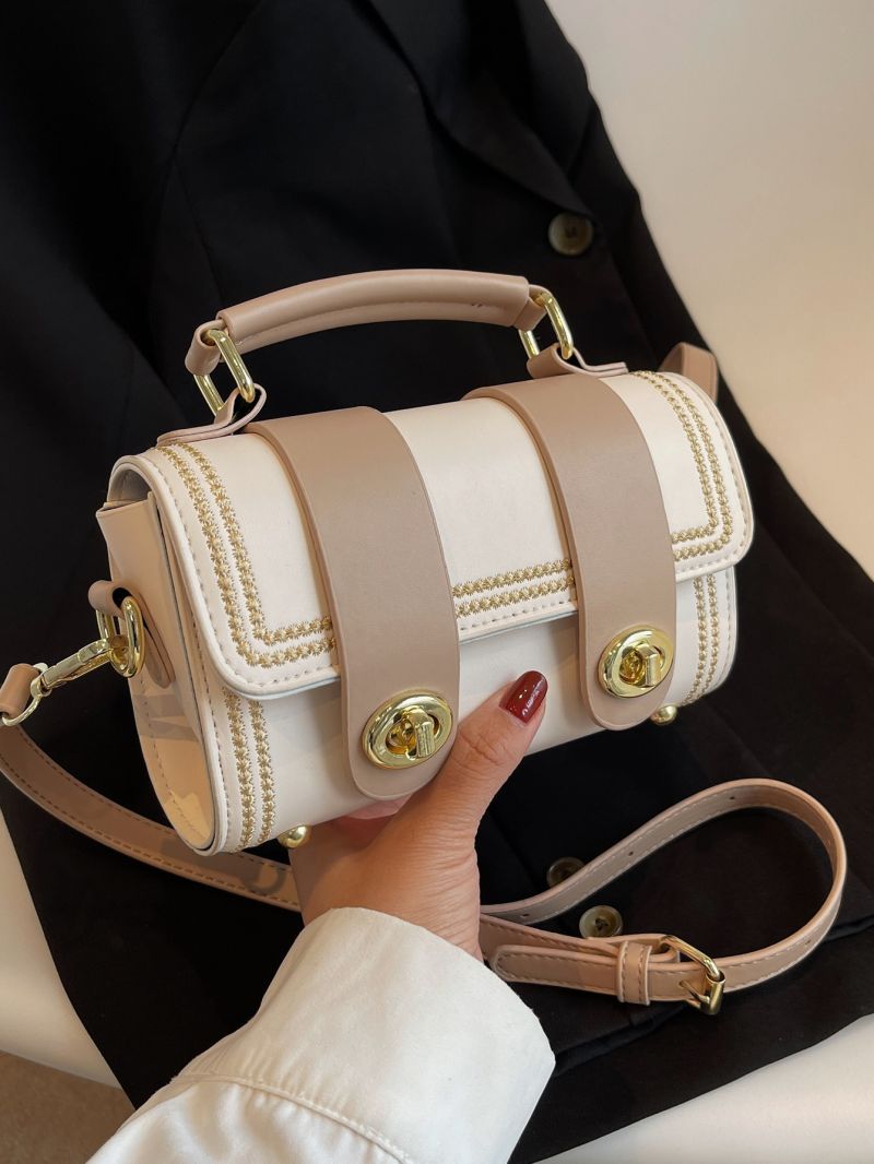 Mini Twist Lock Stitch Detail Flap Square Bag