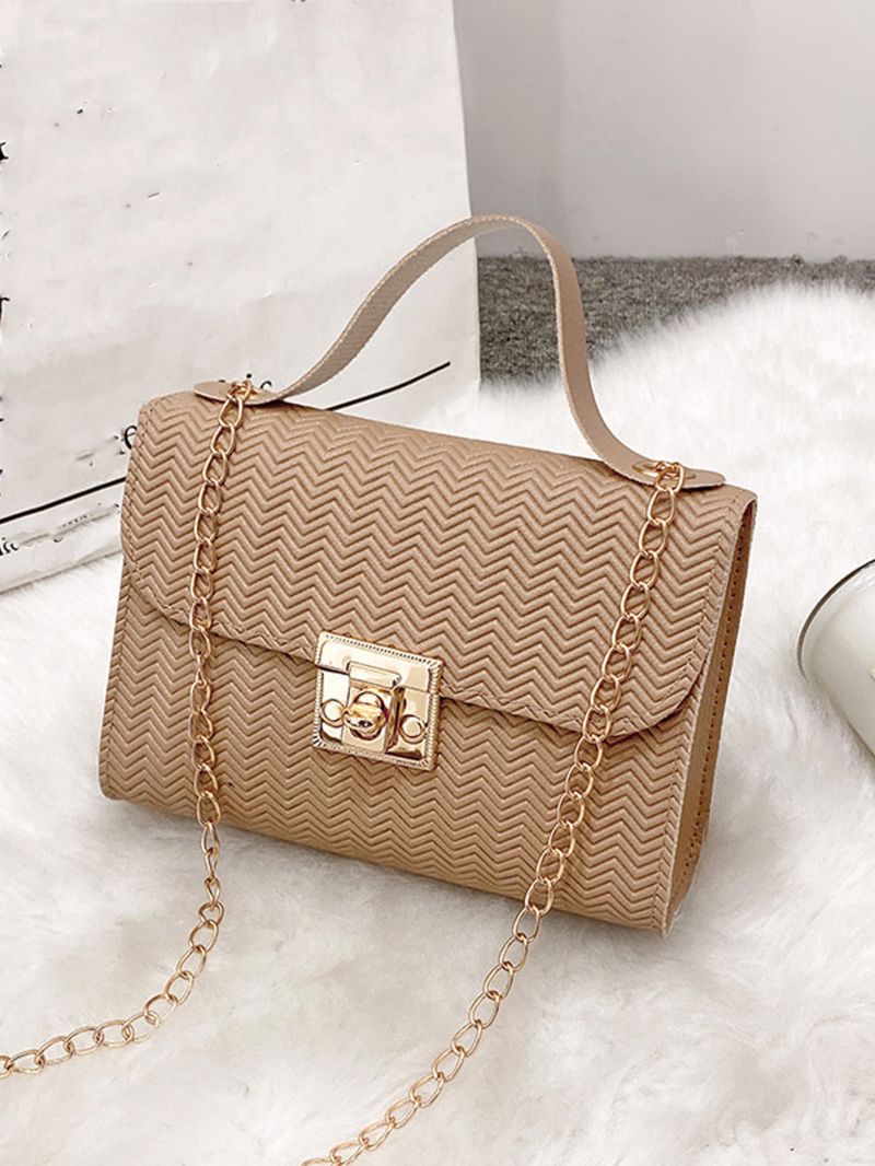 Mini Chevron Detail Flap Chain Square Bag