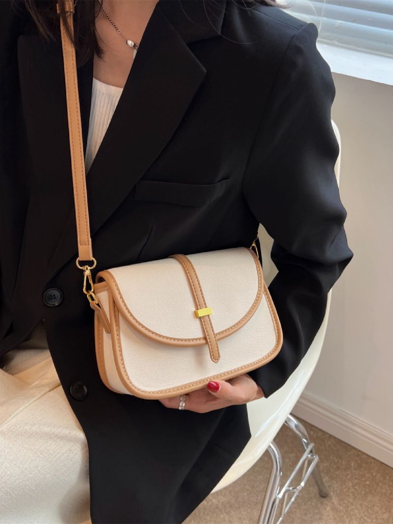 Contrast Binding Flap Square Bag