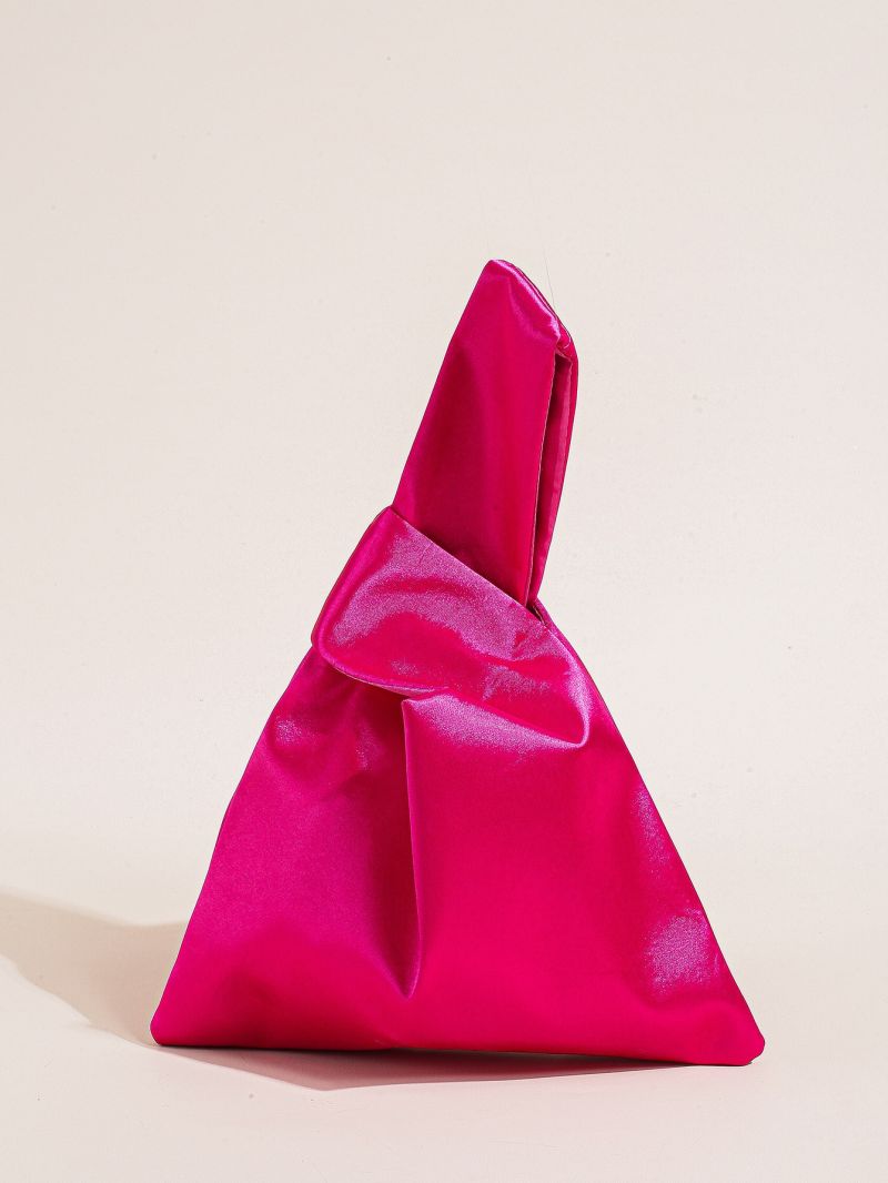 Neon Pink Satin Hobo Bag
