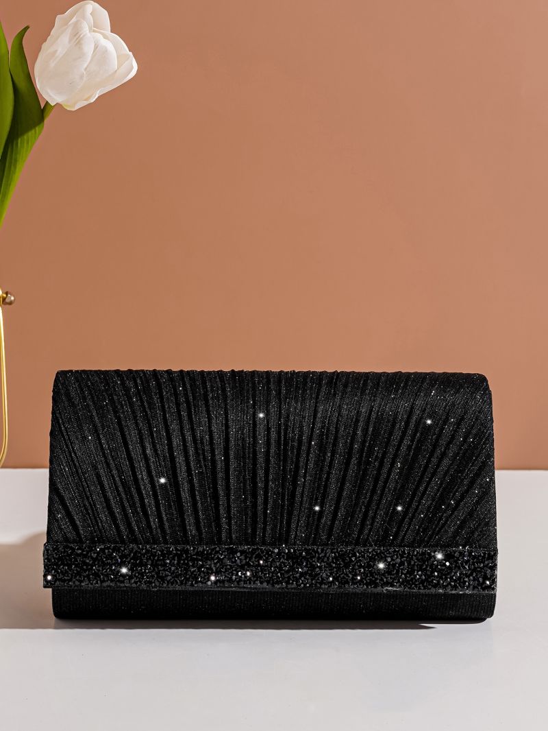 Glitter Ruched Detail Flap Square Bag