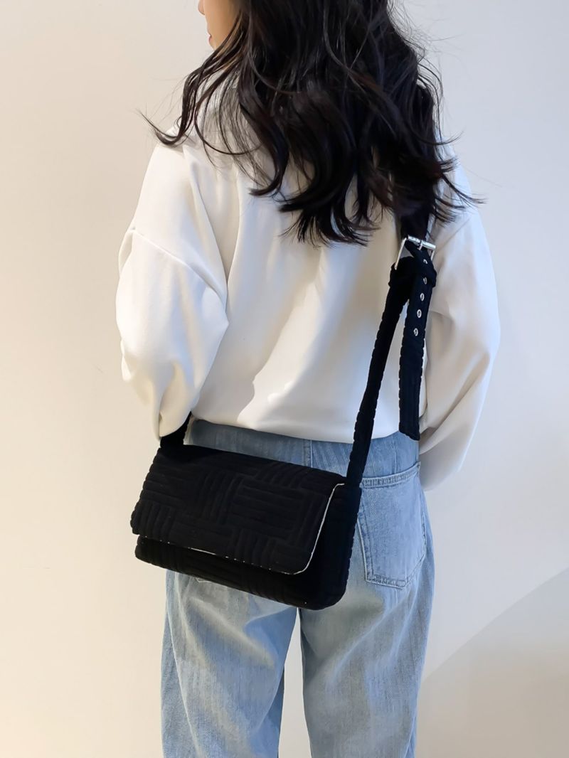 Geometric Embossed Flap Square Bag
