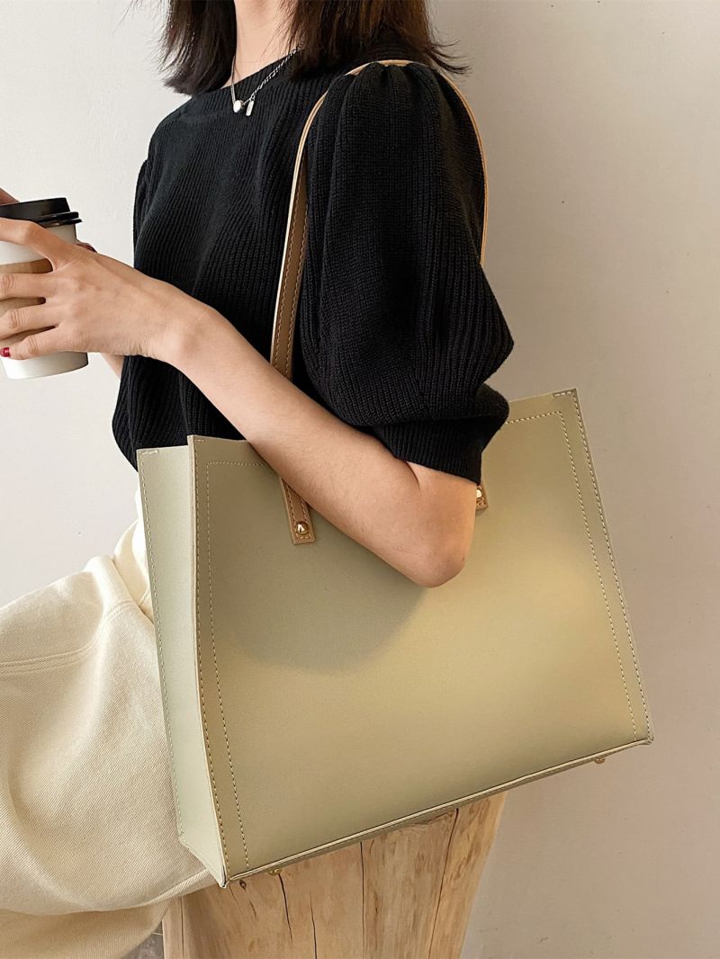 Minimalist Shoulder Tote Bag With Inner Pouch