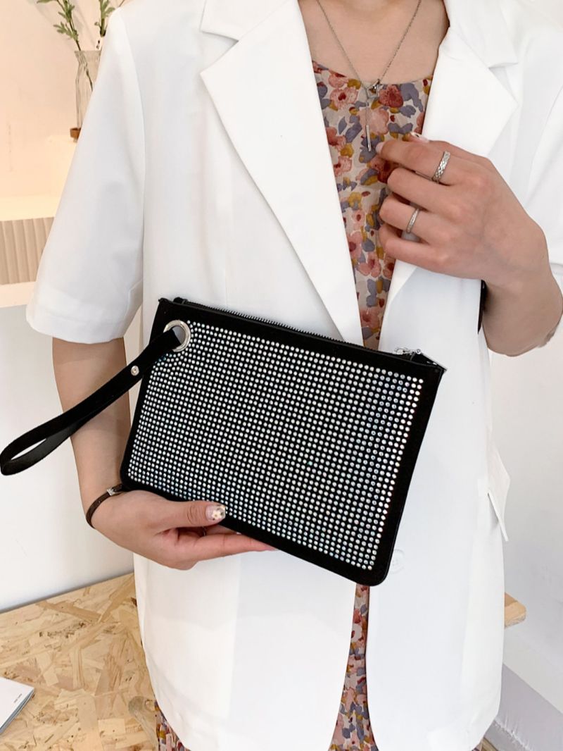Rhinestone Decor Square Bag