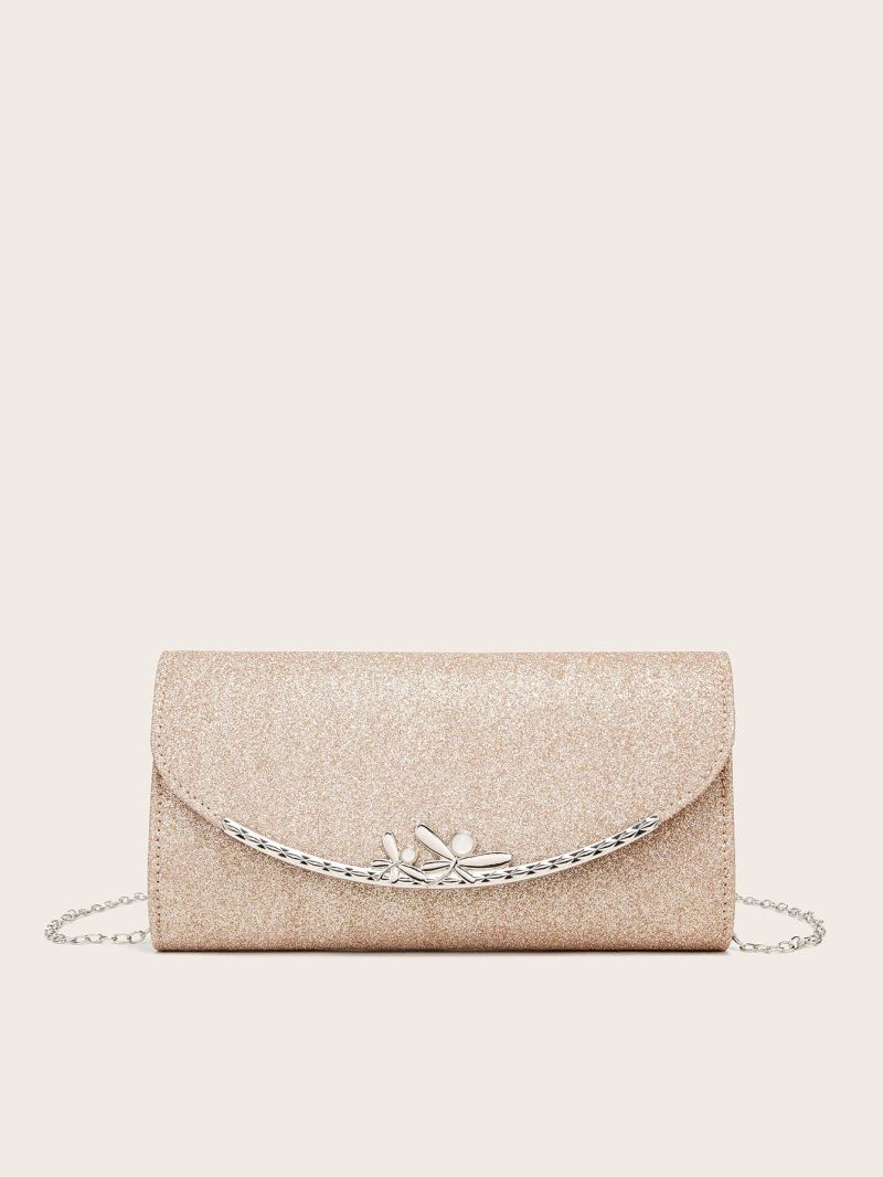 Glitter Dragonfly Decor Flap Chain Envelope Bag