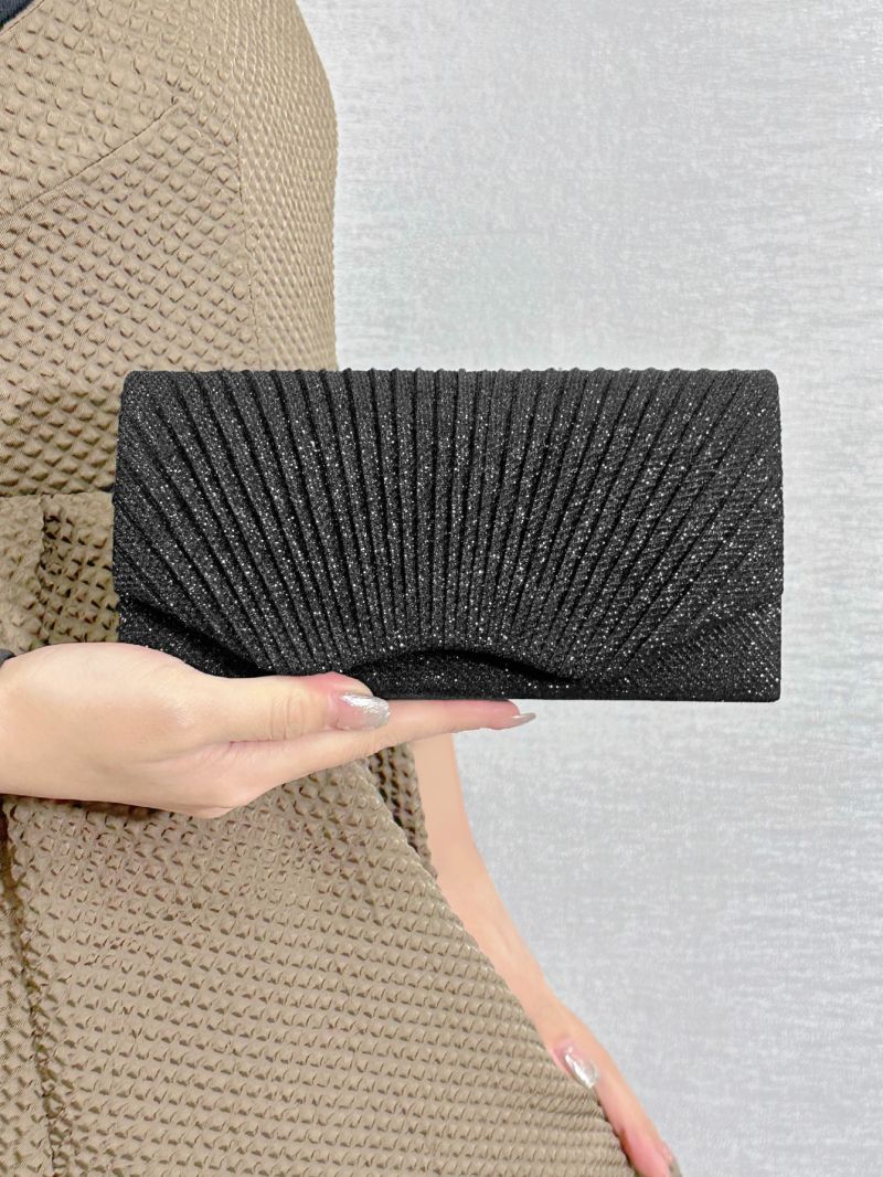 Mini Glitter Pleated Flap Chain Envelope Bag