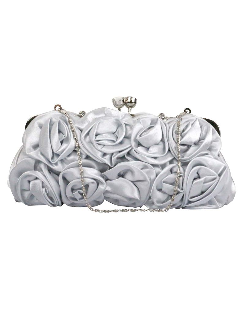 Mini Flower Decor Kiss Lock Chain Evening Bag