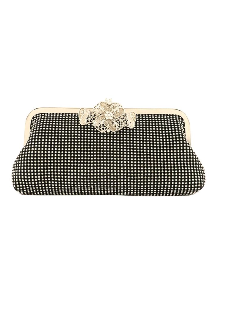 Cubic Zirconia & Flower Decor Square Bag