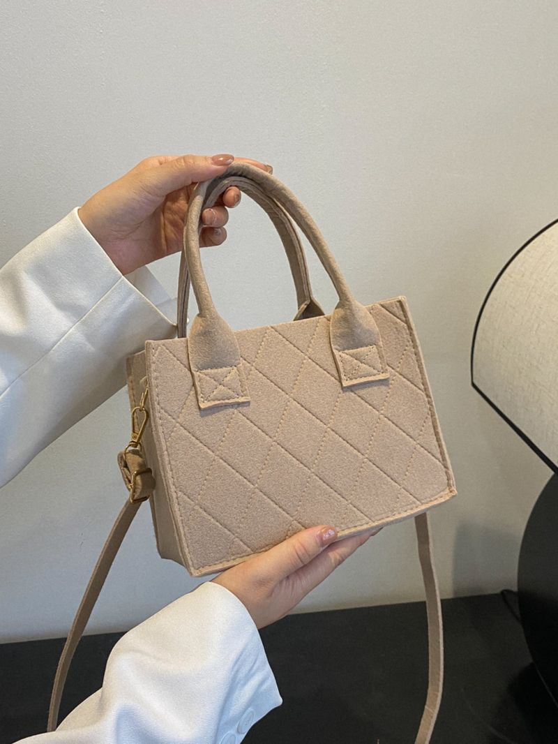 Stitch Detail Felt Square Bag