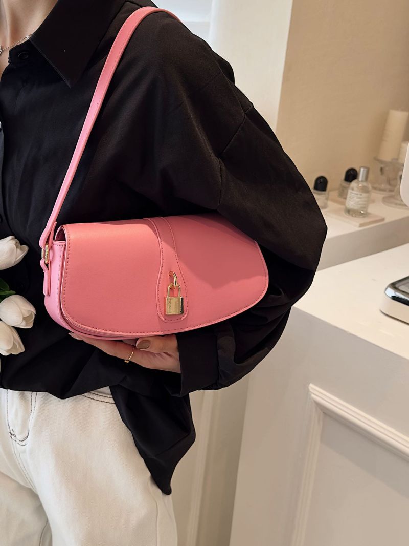 Lock Decor Chain Flap Saddle Bag