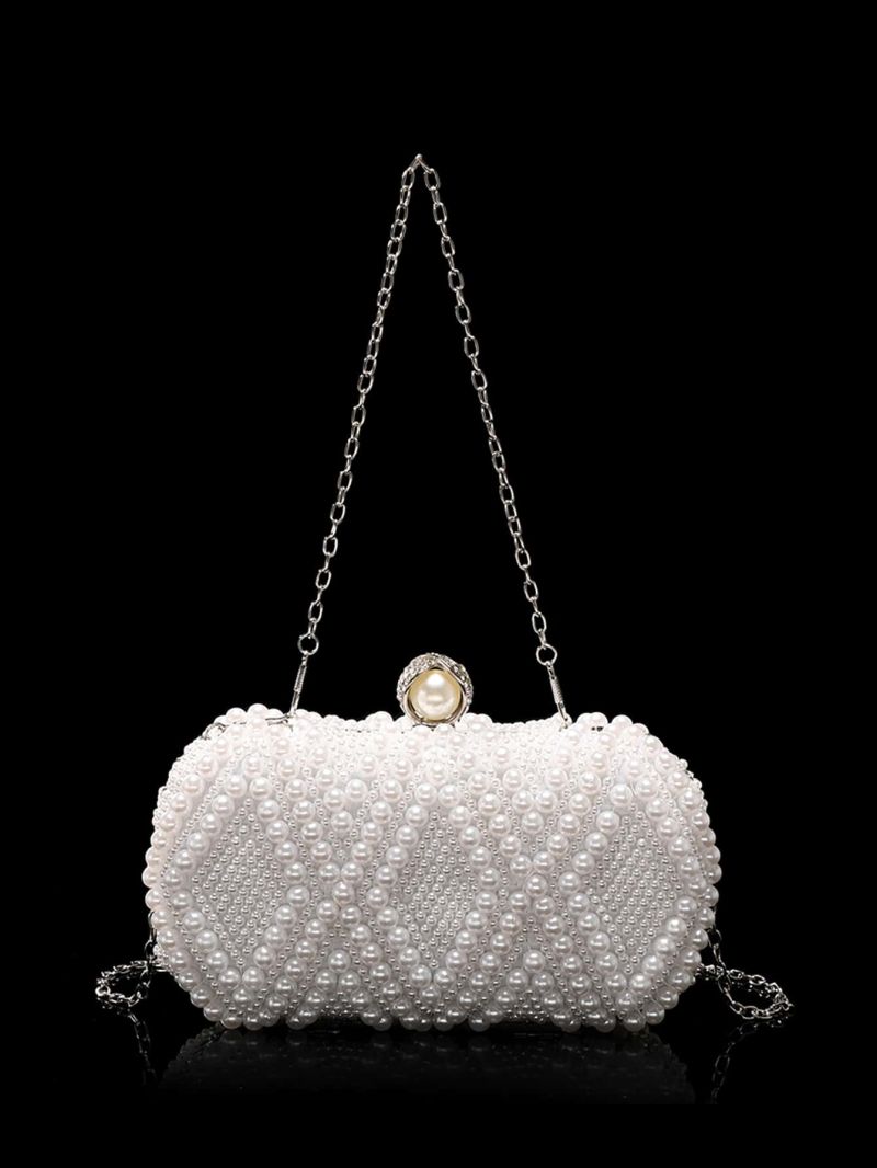 Mini Faux Pearl & Rhinestone Decor Chain Box Bag