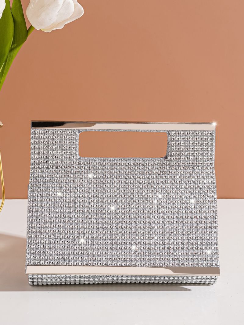 Rhinestone Decor Square Bag