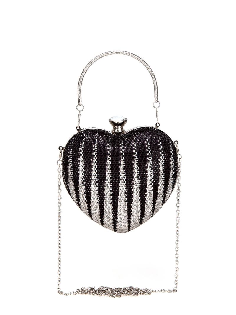 Mini Rhinestone Decor Heart Shaped Chain Novelty Bag